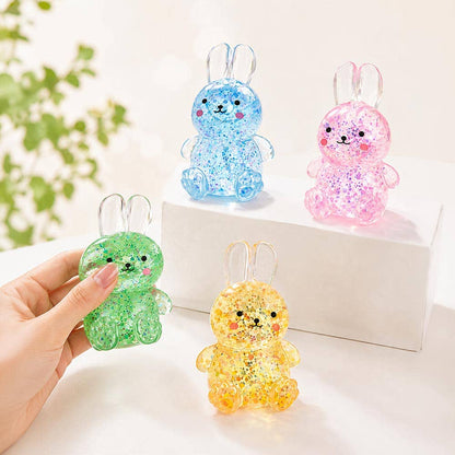 12PCS - Glitter Bunny Squeeze Squishy Stress Relief Toy
