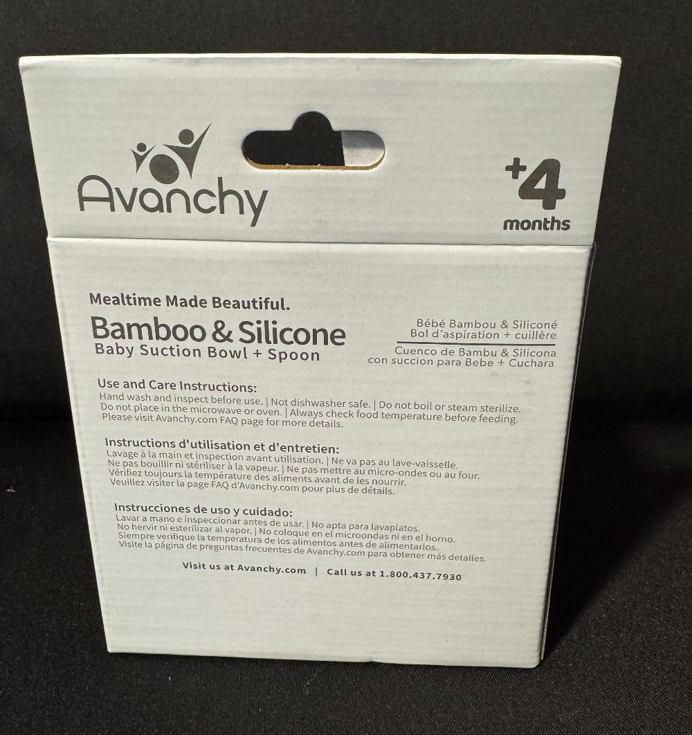 Avanchy Bamboo & Silicone Suction Bowl & Spoon Set|8761