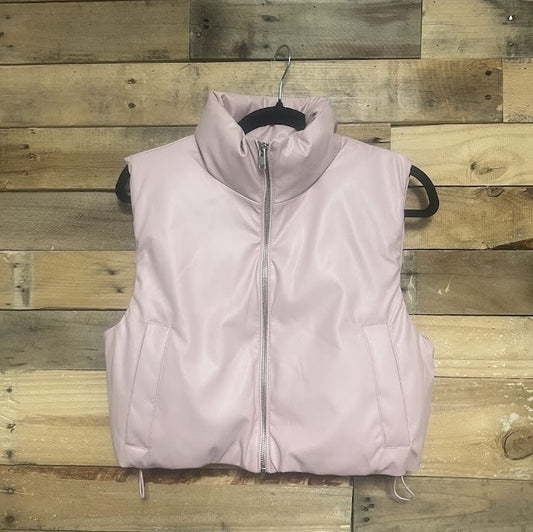 Pink faux leather vest|8612