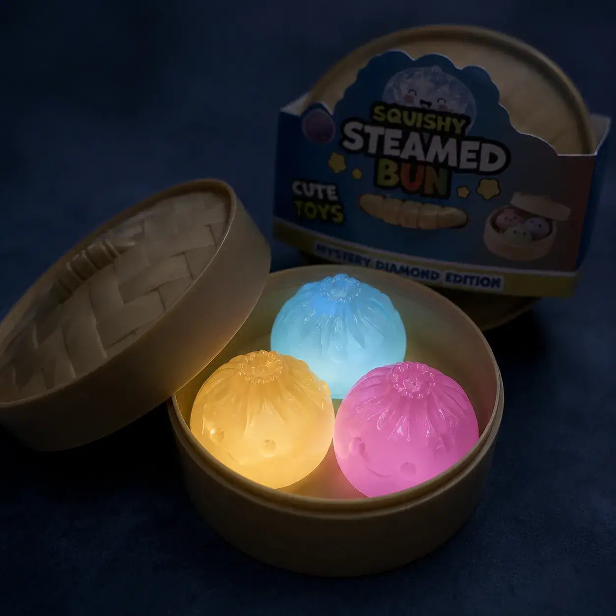 Glow-in-the-Dark Mini Steamed Bun Squishy Set