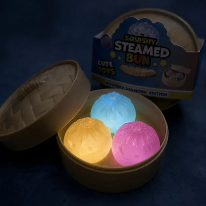 Glow-in-the-Dark Mini Steamed Bun Squishy Set