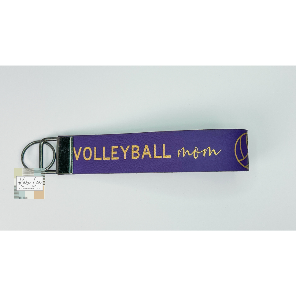 Leather Wristlet - Volleyball Mom (Purple)|8354