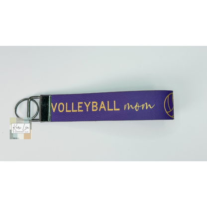 Leather Wristlet - Volleyball Mom (Purple)|8354