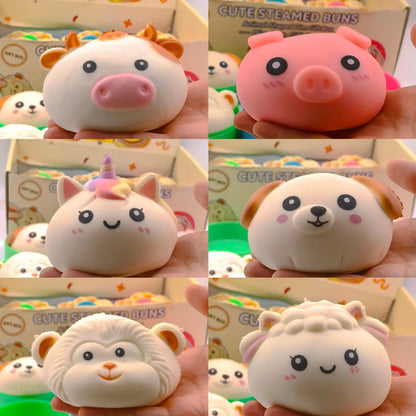 Crunchy Block-Filled Animal Bun Squishy Stress Toy
