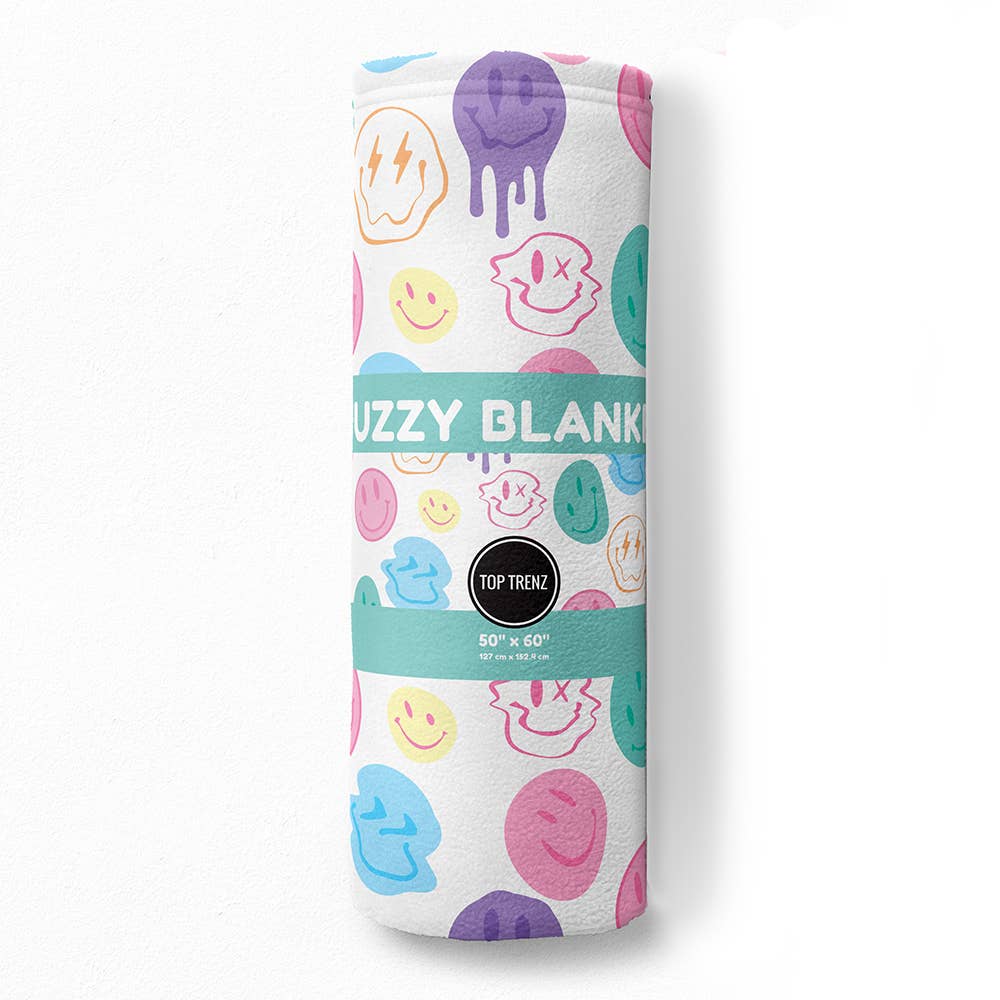 Happy Sherbet Fuzzy Throw Blanket
