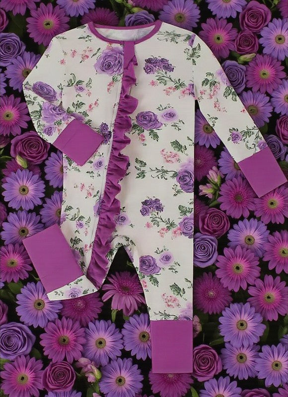 Purple Rose Ruffle Bamboo Sleeper|8795