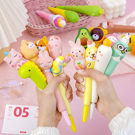 Cartoon soft squishy stress-relief gel pens students gifts