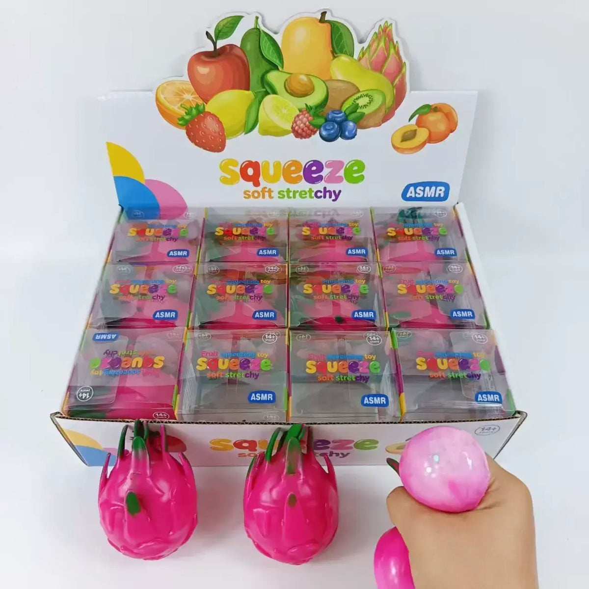 Crunchy Block-Filled Dragon Fruit Squishy Toy