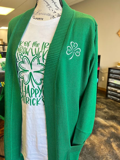 Green cardigan with shamrock|4706