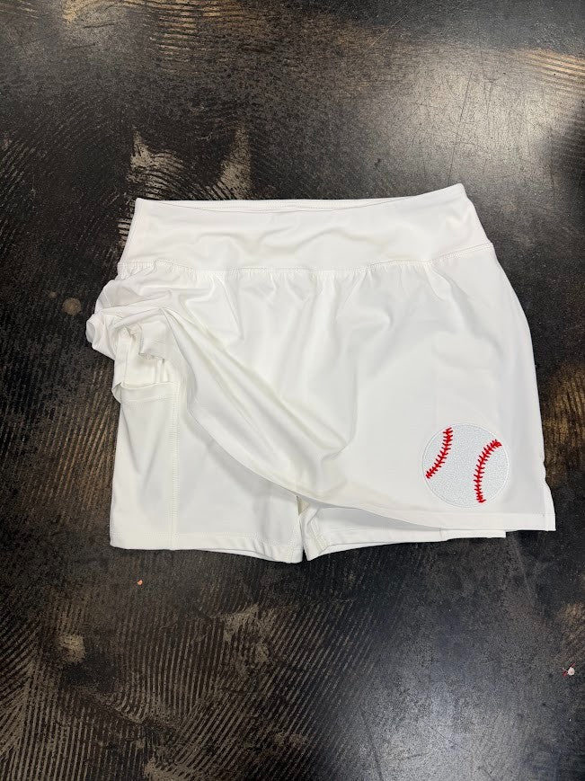 Glitter Baseball White Skort|9305