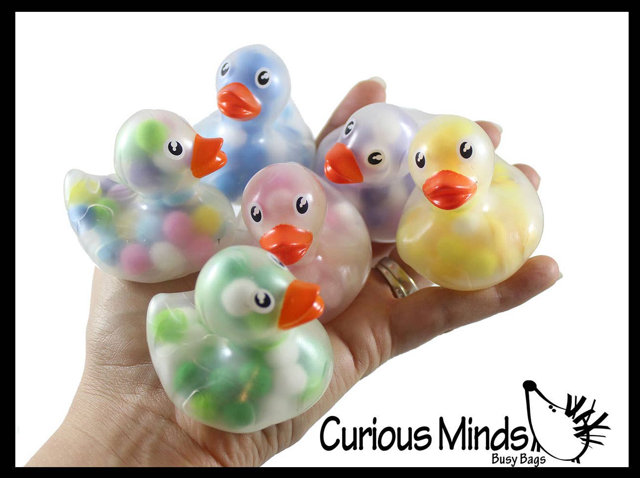1 Pom Pom Filled Regular 2" Rubber Ducks - Rubber Duckies -