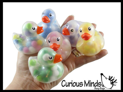 1 Pom Pom Filled Regular 2" Rubber Ducks - Rubber Duckies -