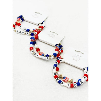 GOD BLESS AMERICA Mix Beaded Stretch USA Bracelet