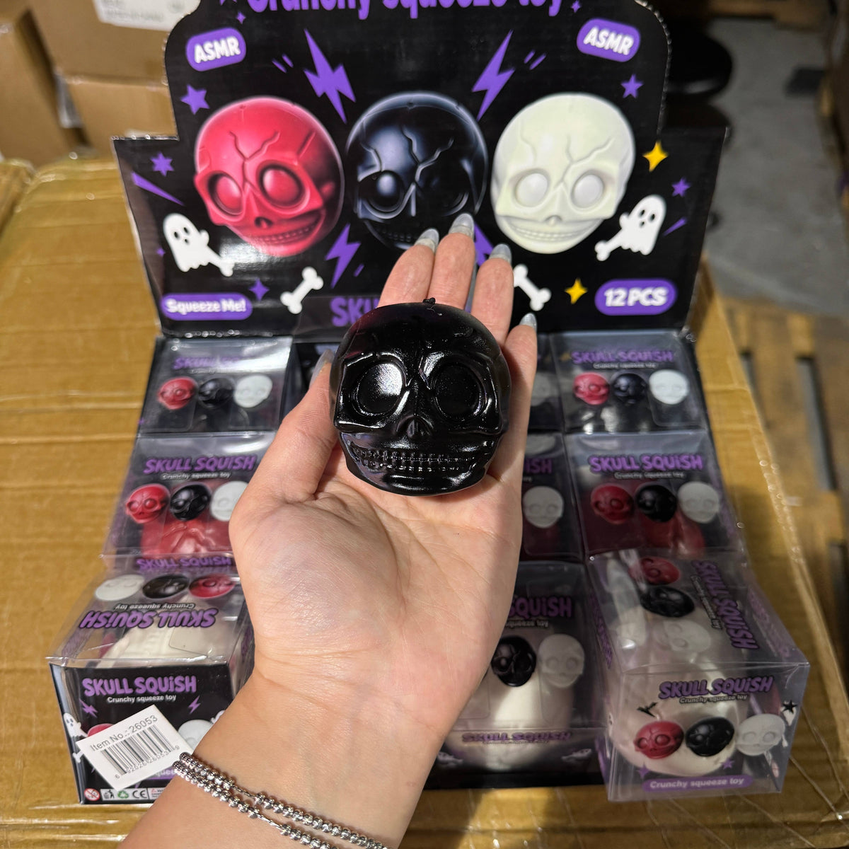 Crackling Crunchy Skull Squishy 12/pk | A226