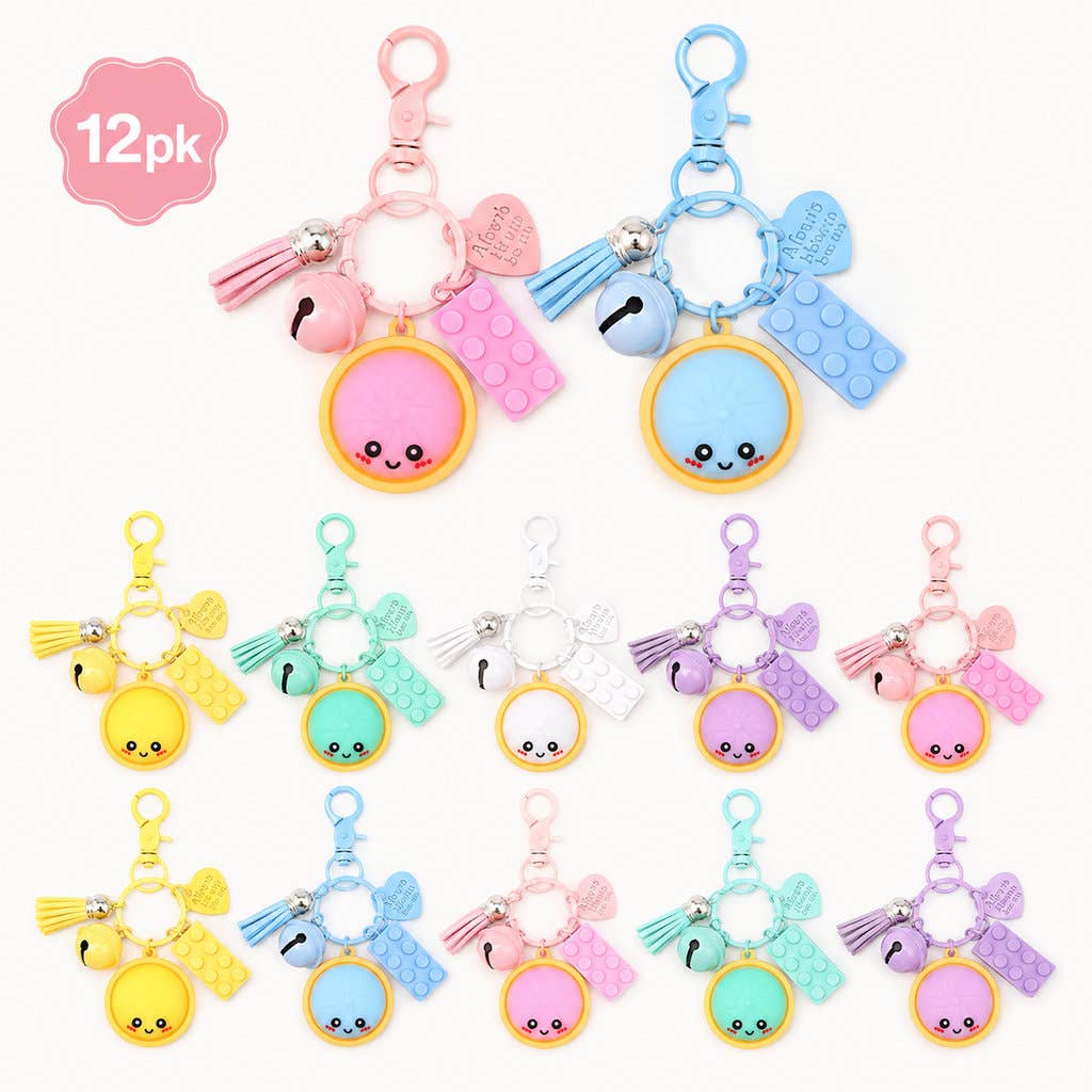 12pk Dumpling Bun Key Ring Key Chain Assorted Pastel Charm Accessory