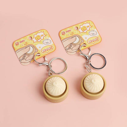 Creative mini dumpling bun squeeze toy button keychain