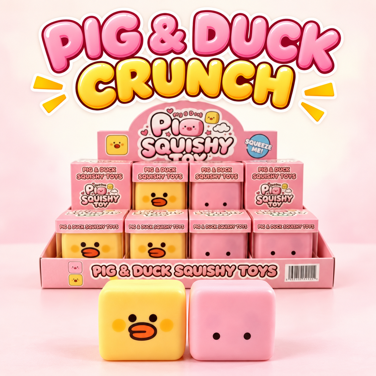 Pig & Duck Crunch ASMR Squishy Cubes