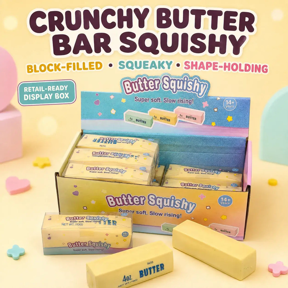 Crunchy Butter Bar Block Squishy Toy