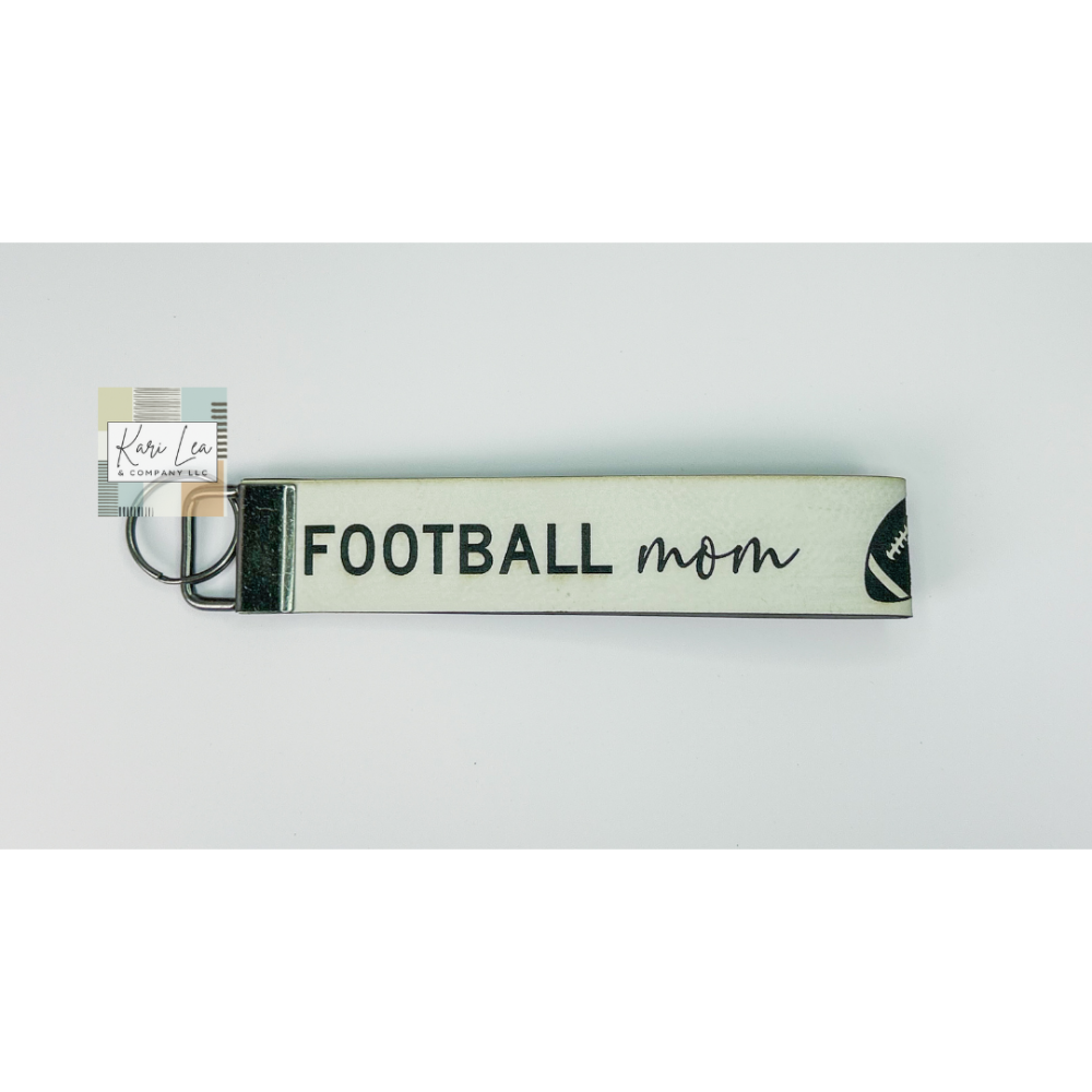 Leather Wristlet - Football Mom (White)|8360