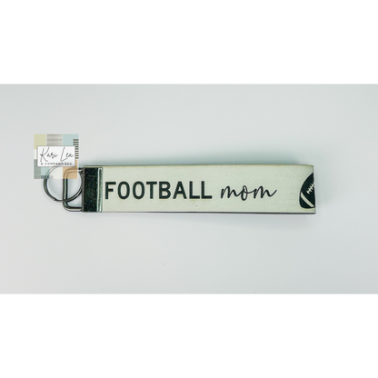 Leather Wristlet - Football Mom (White)|8360