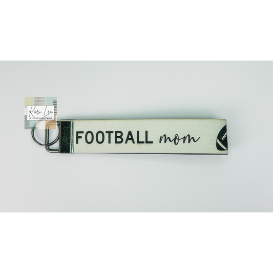 Leather Wristlet - Football Mom (White)|8360