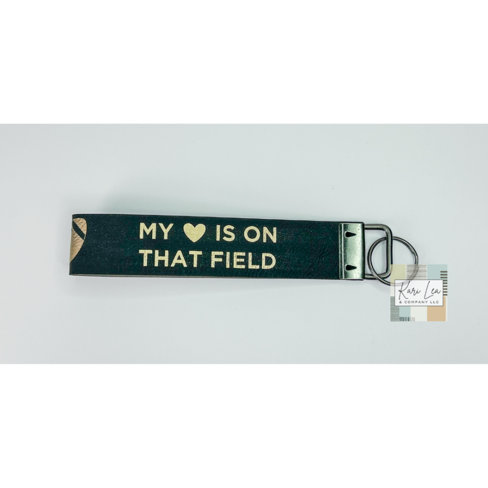 Leather Wristlet - Football Mom (Black/Gold)|8371