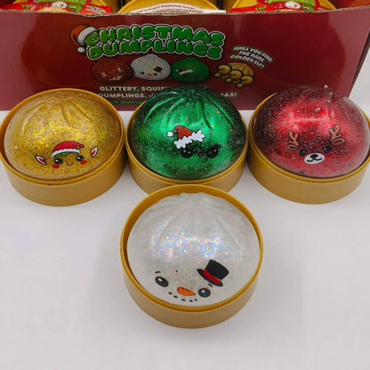 Christmas Glitter Pop-Bead Dumpling Squishy Mystery Toy