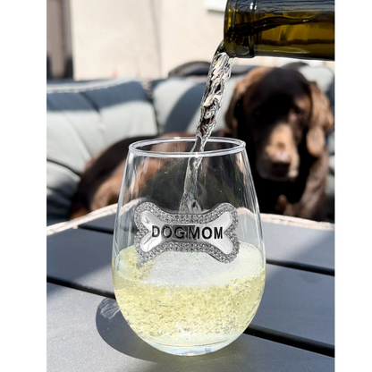 Dog Mom Stemless Wine Glass