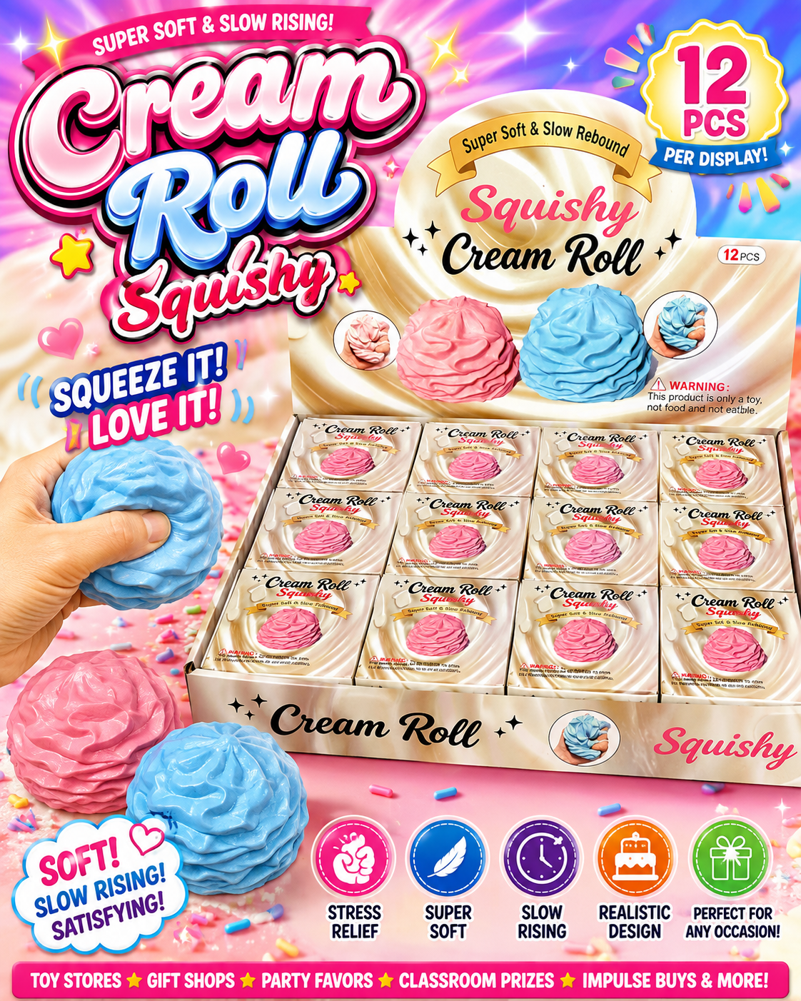 Cream Roll Squishy – Soft Slow-Rising Dessert Sensory Fidget