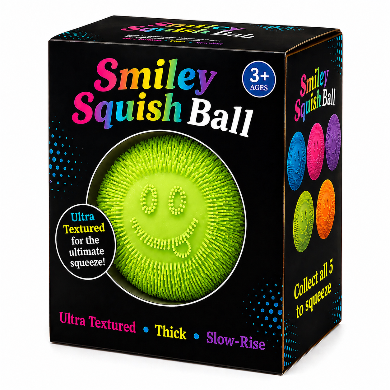 Smiley Squish Ball – Lime Zest | Textured Slow-Rise 6/24