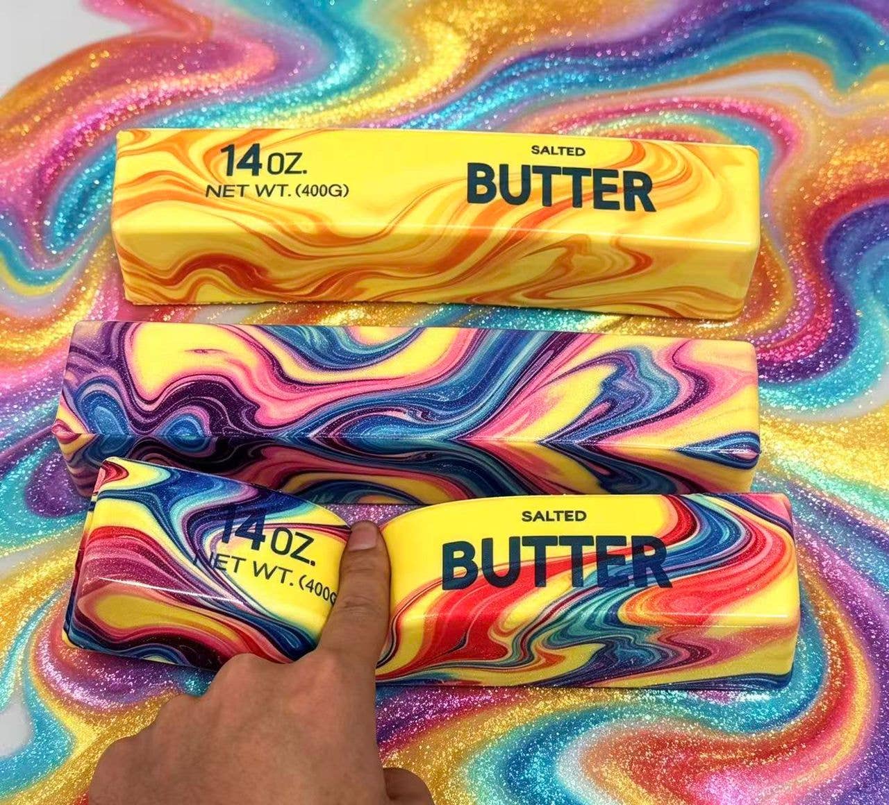 Large Tie-Dye Butter Squishy – Jumbo Slow-Rising Stress Toy