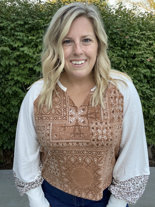 Brown Country Charm Blouse|7762