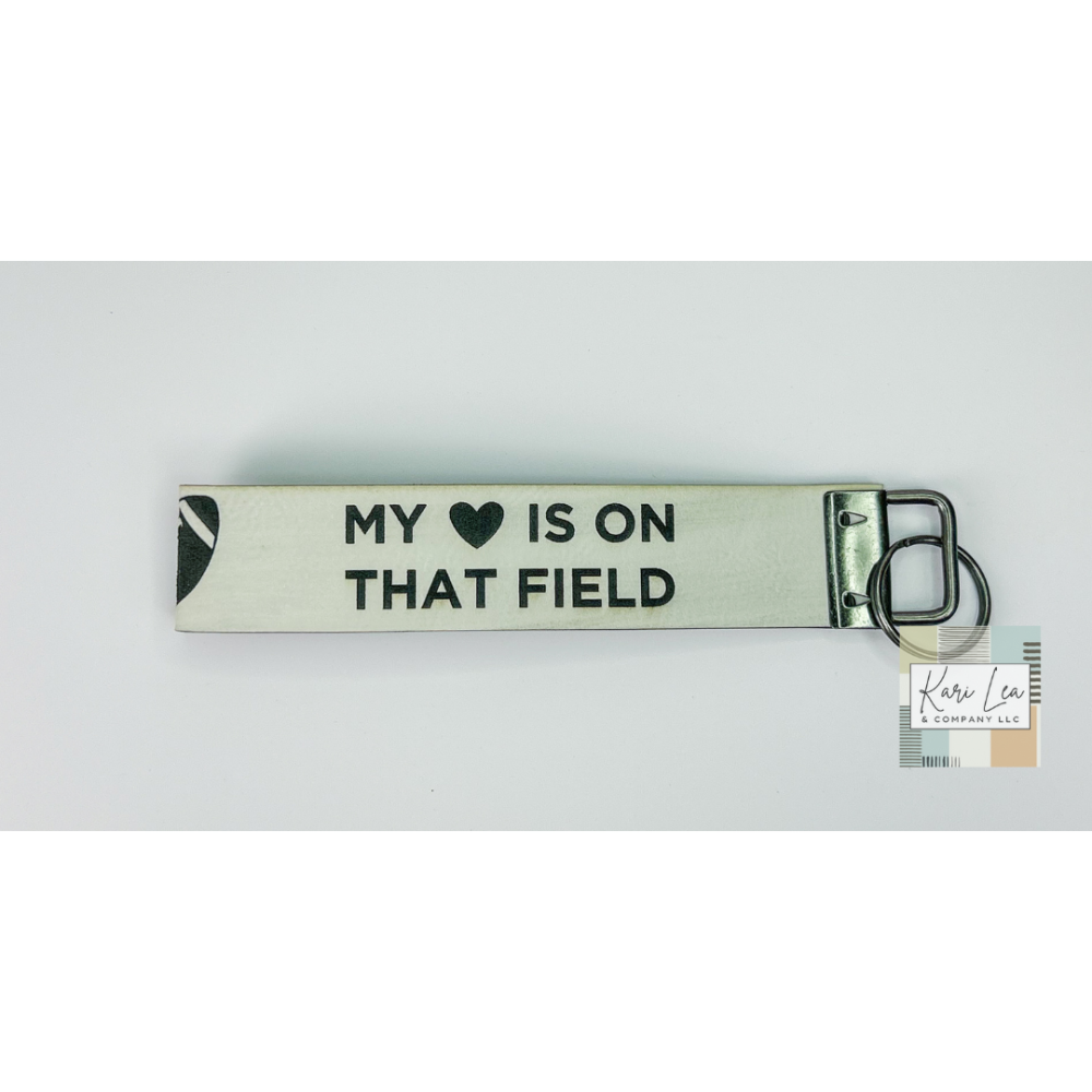 Leather Wristlet - Football Mom (White)|8361