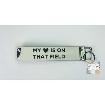 Leather Wristlet - Football Mom (White)|8361