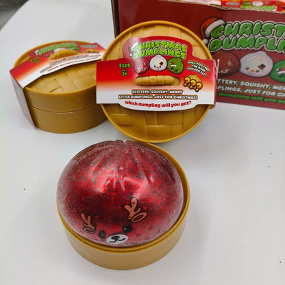 Christmas Glitter Pop-Bead Dumpling Squishy Mystery Toy
