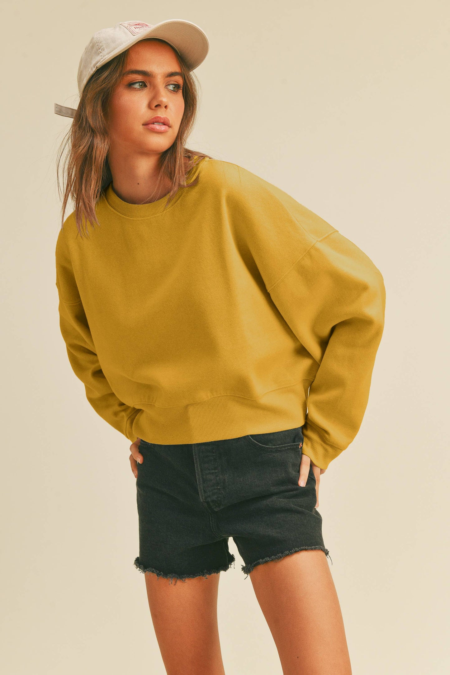 Blank Short Cropped Long Sleeve Sweatshirt