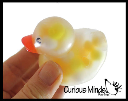 1 Pom Pom Filled Regular 2" Rubber Ducks - Rubber Duckies -