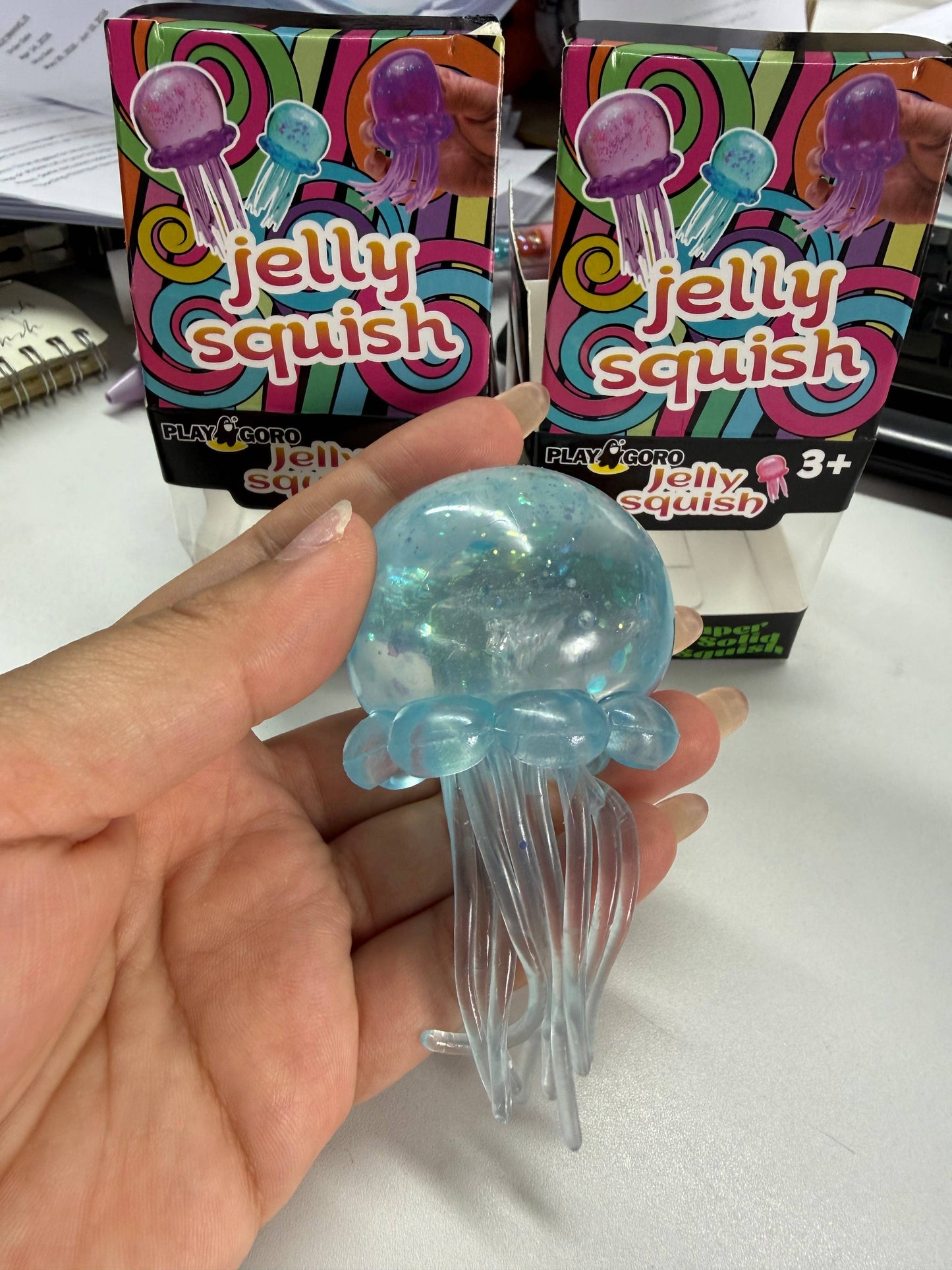 Sequin Glitter jellyfish squishy sensory toy-no brand