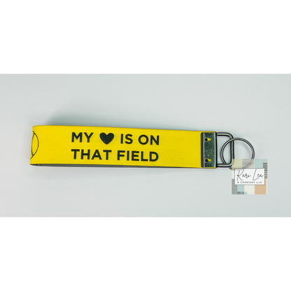 Leather Wristlet - Baseball Mom (Yellow)|8427
