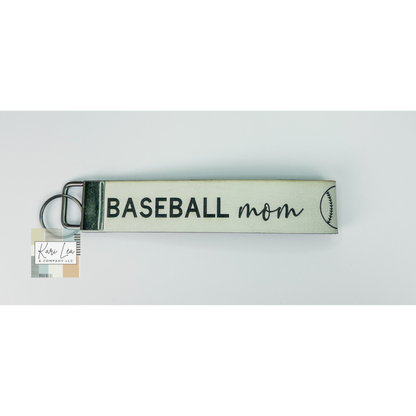 Leather Wristlet - Baseball Mom (White)|8414