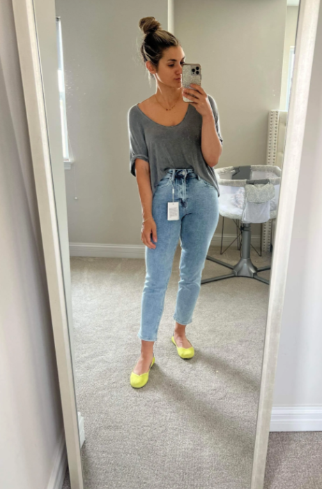 Bayeas High Rise Snow Wash Denim|6862
