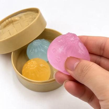 Glow-in-the-Dark Mini Steamed Bun Squishy Set