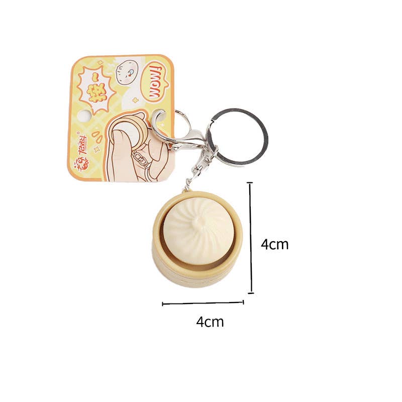 Creative mini dumpling bun squeeze toy button keychain