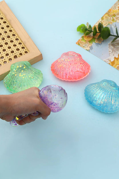 Seashell Shaped Glitter Squishy Stress Relief Squeeze Toy