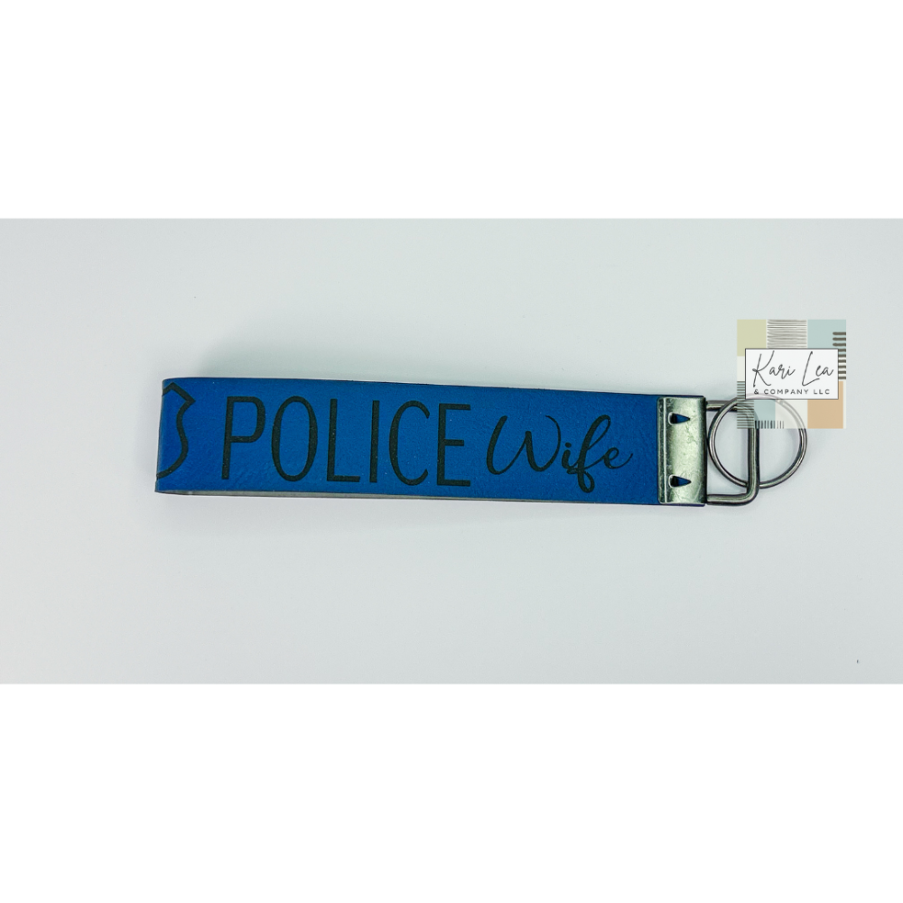 Leather Wristlet - Police Wife (Blue/Black)|8228