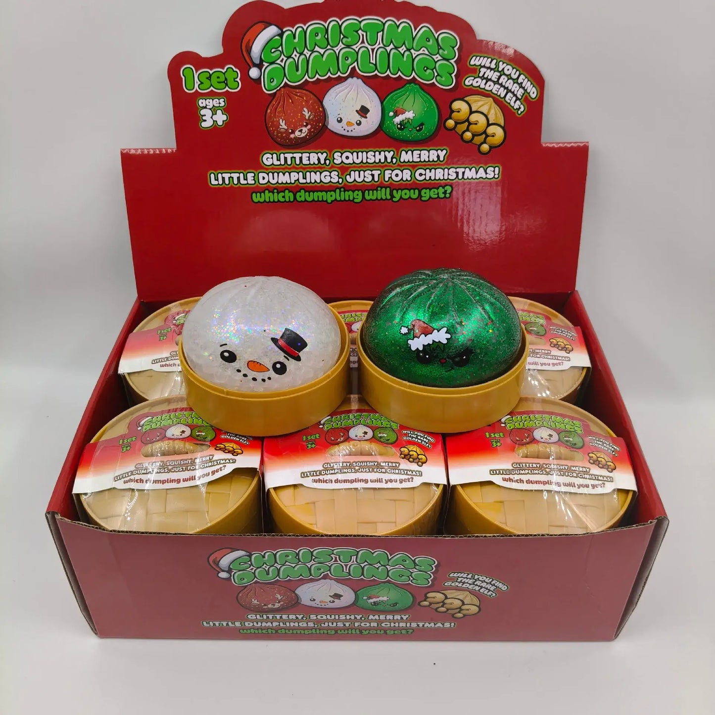 Christmas Glitter Pop-Bead Dumpling Squishy Mystery Toy