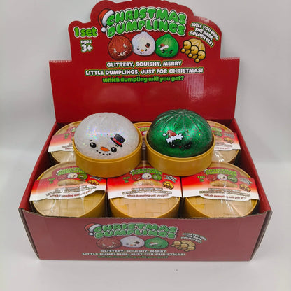 Christmas Glitter Pop-Bead Dumpling Squishy Mystery Toy