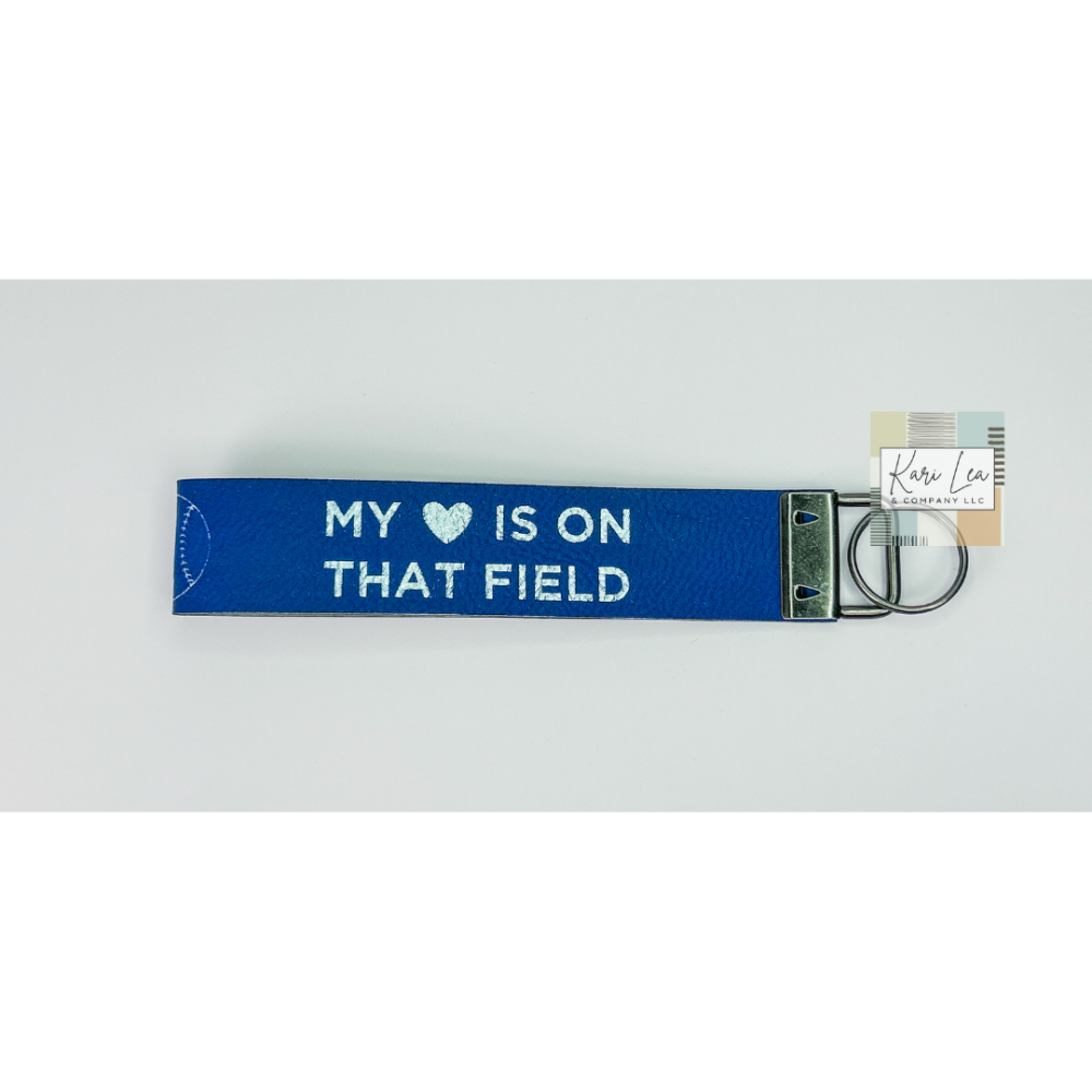 Leather Wristlet - Baseball Mom (Blue/Silver)|8421