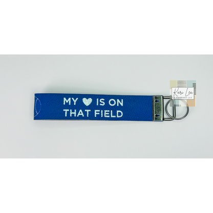 Leather Wristlet - Baseball Mom (Blue/Silver)|8421