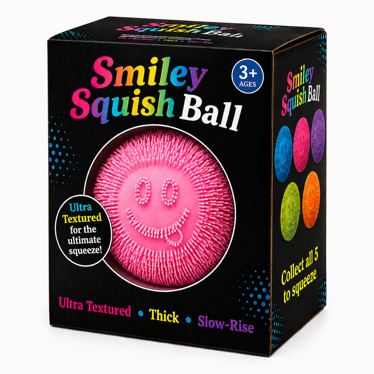 Smiley Squish Ball – Blush Pink | Textured Slow-Rise 6/24